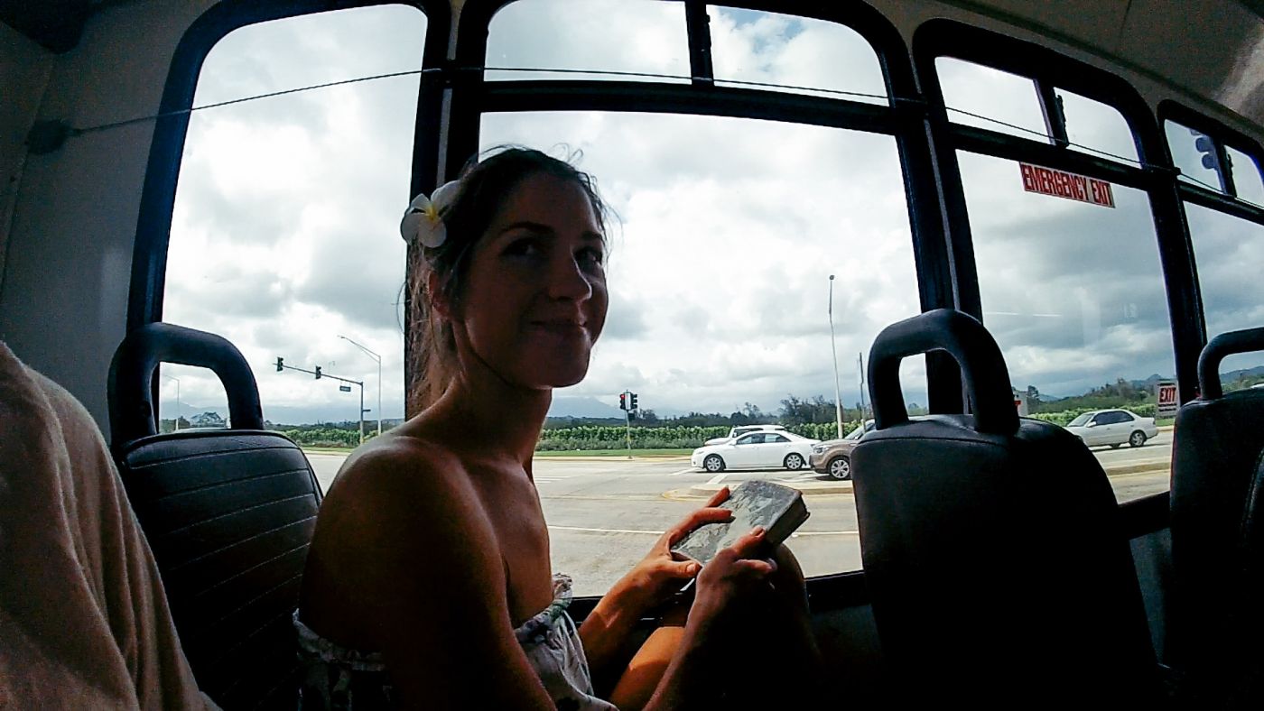 Dans le bus pour Hanalei, Kaua'i, Hawai'i