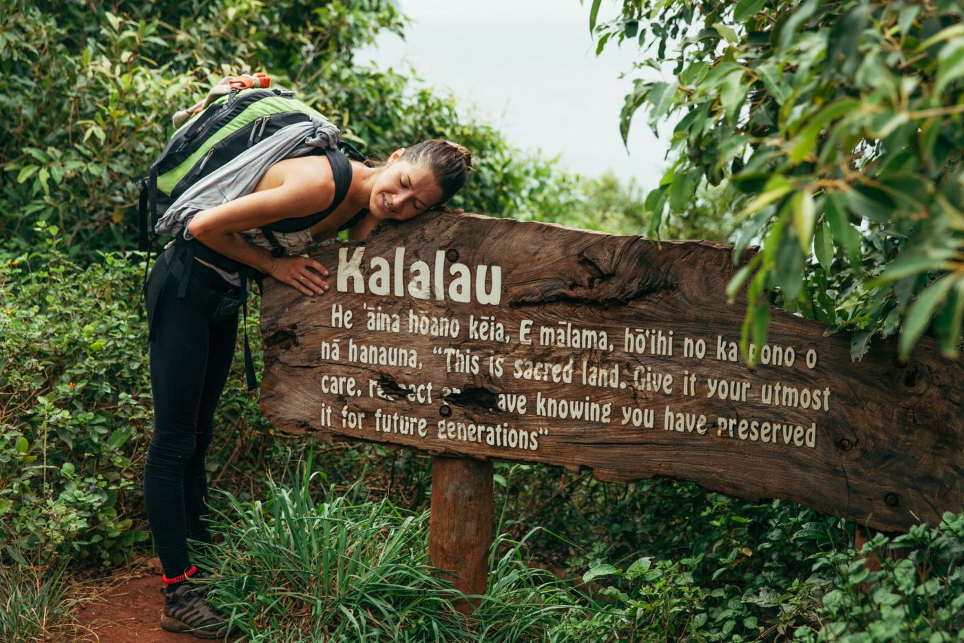 Kalalau Valley Entrance Sign, Kalalau Trail, Kaua'i, Hawaii