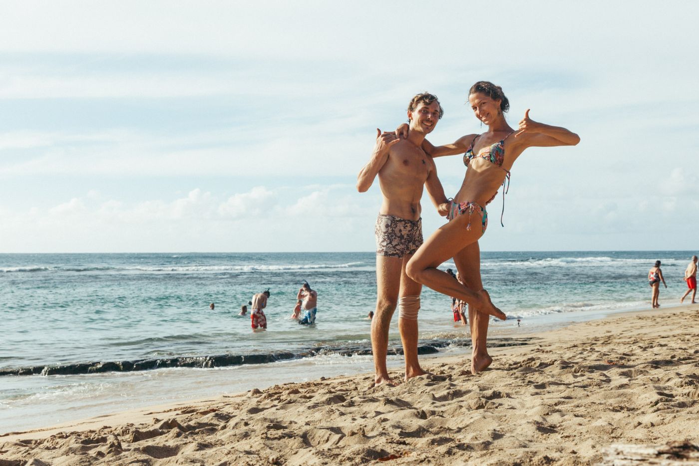 Couple on Kee Beach, Kauai, Hawaii