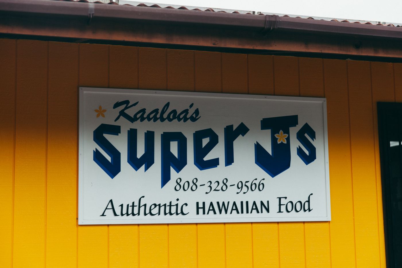 Panneau Kaaloa's Super J's, Big Island, Hawaii