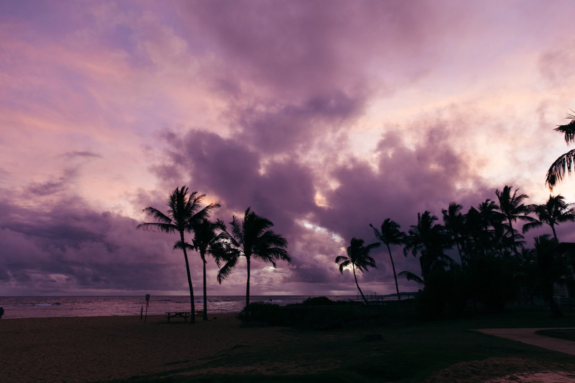 Sunset at Poi'pu Beach, Kaua'i, Hawai'i