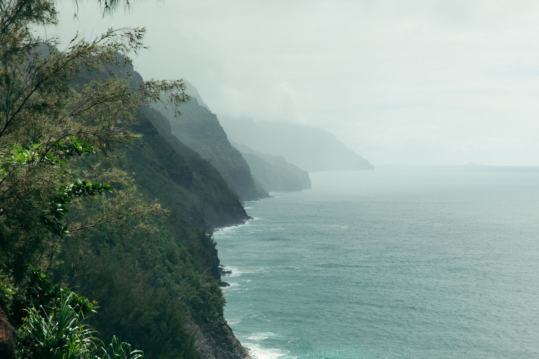 View of Na Pali Coast, Kalalau Trail, Kaua'i, Hawaii